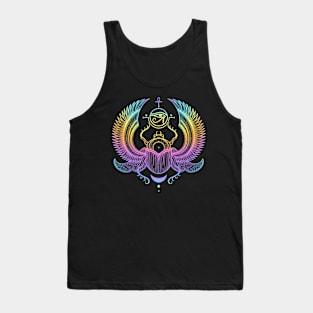 Sacred Scarab. Egyptian Beetle. Rainbow Holographic colors Tank Top